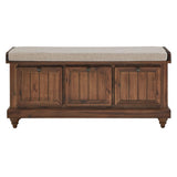 Homelegance By Top-Line Nikita Storage Bench with Linen Seat Cushion Brown Wood