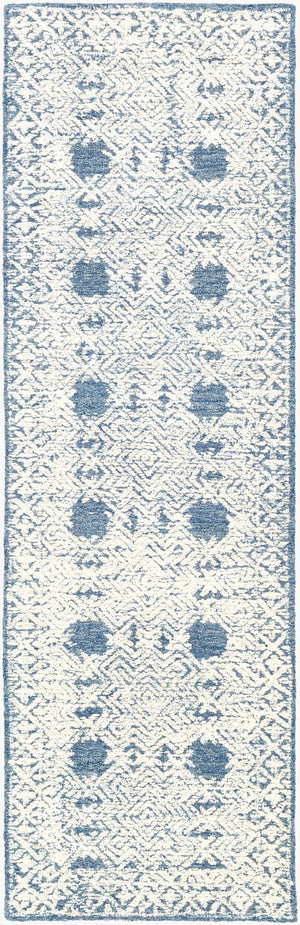 Surya Louvre 2' X 3' Handmade Wool Area Rug - Traditional Style, High/Low Texture, Easy Care, India Made Dark Blue Wool Lou2300-268