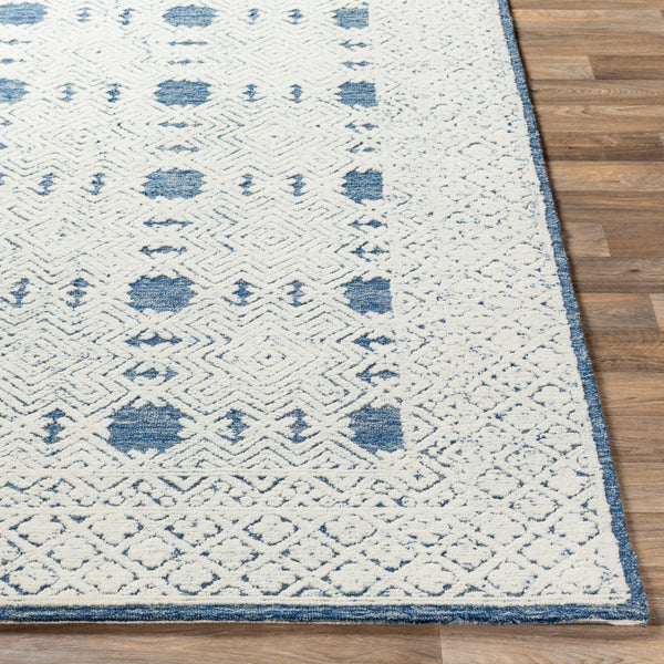 Louvre LOU-2300 12' x 15' Handmade Rug LOU2300-1215  Dark Blue, Cream, Pale Blue Surya