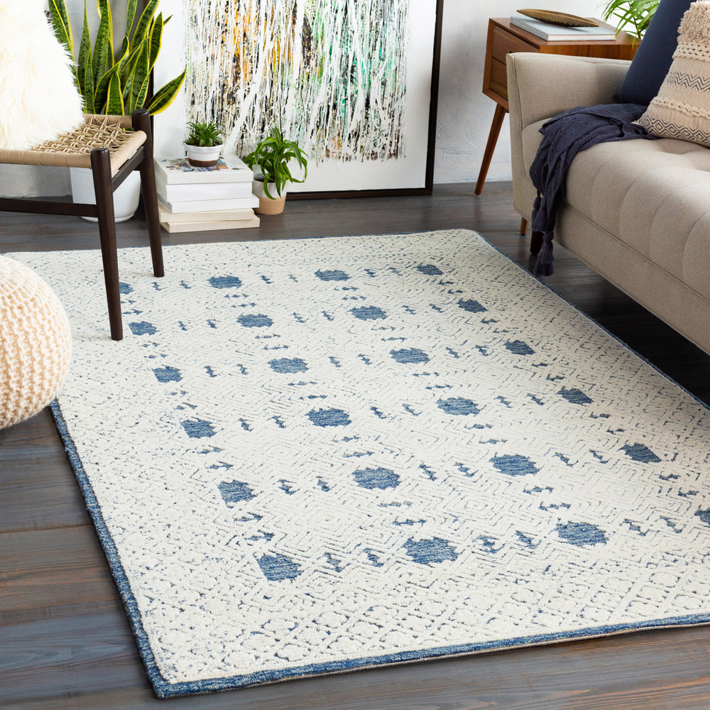 Louvre LOU-2300 12' x 15' Handmade Rug LOU2300-1215  Dark Blue, Cream, Pale Blue Surya