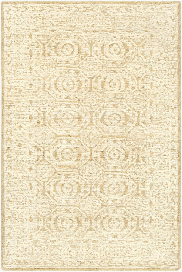 Surya Louvre 2' X 3' Handmade Wool Area Rug - Traditional Style, High/Low Texture, Easy Care, India Made Tan Wool Lou2301-46