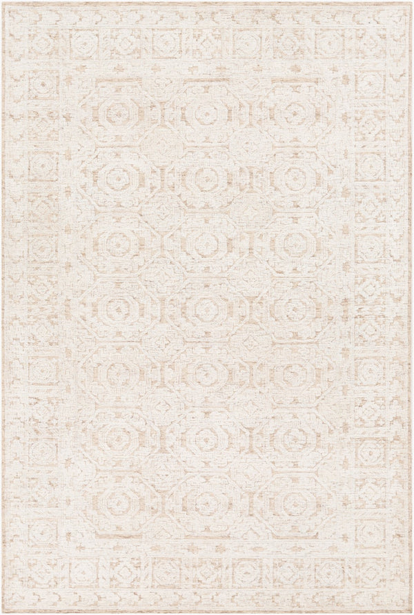 Surya Louvre 2' X 3' Handmade Wool Area Rug - Traditional Style, High/Low Texture, Easy Care, India Made Tan Wool Lou2301-23