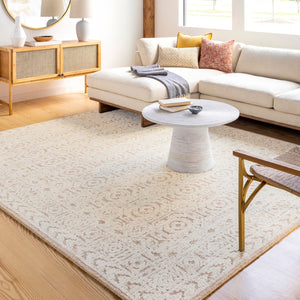 Surya Louvre 2' X 3' Handmade Wool Area Rug - Traditional Style, High/Low Texture, Easy Care, India Made Tan Wool Lou2301-268