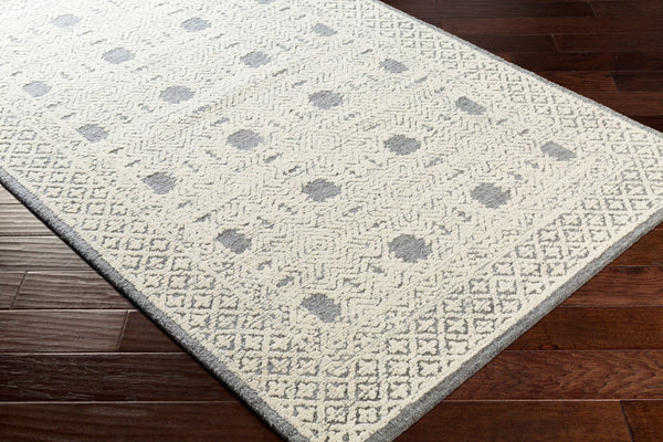 Surya Louvre 2' X 3' Handmade Wool Area Rug - Traditional Style, High/Low Texture, Easy Care, India Made Denim Wool Lou2302-268