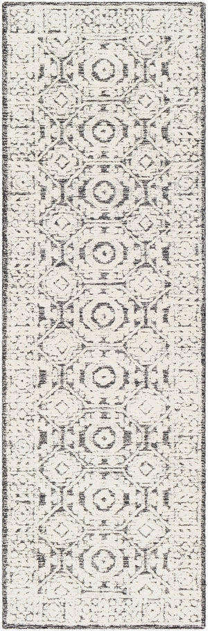 Surya Louvre 2' X 3' Handmade Wool Area Rug - Traditional Style, High/Low Texture, Easy Care, India Made Black Wool Lou2303-268
