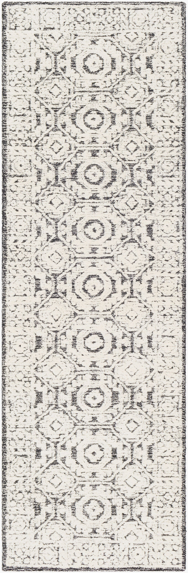 Surya Louvre 2' X 3' Handmade Wool Area Rug - Traditional Style, High/Low Texture, Easy Care, India Made Black Wool Lou2303-268