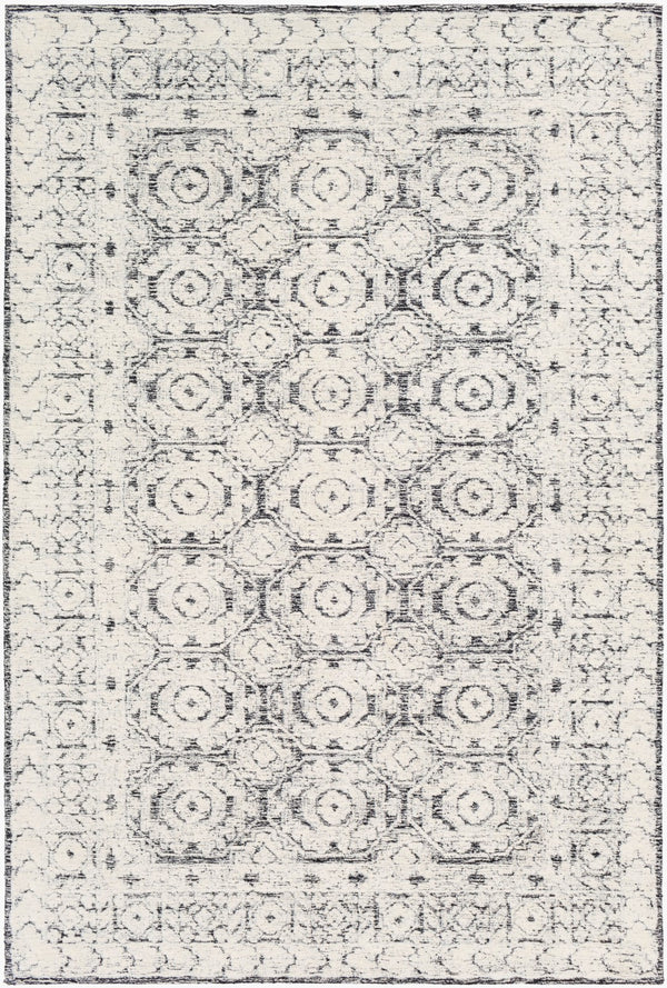Surya Louvre 2' X 3' Handmade Wool Area Rug - Traditional Style, High/Low Texture, Easy Care, India Made Black Wool Lou2303-46