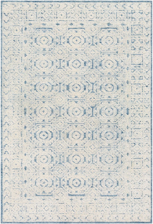 Surya Louvre 2' X 3' Handmade Wool Area Rug - Traditional Style, High/Low Texture, Easy Care, India Made Dark Blue Wool Lou2304-46