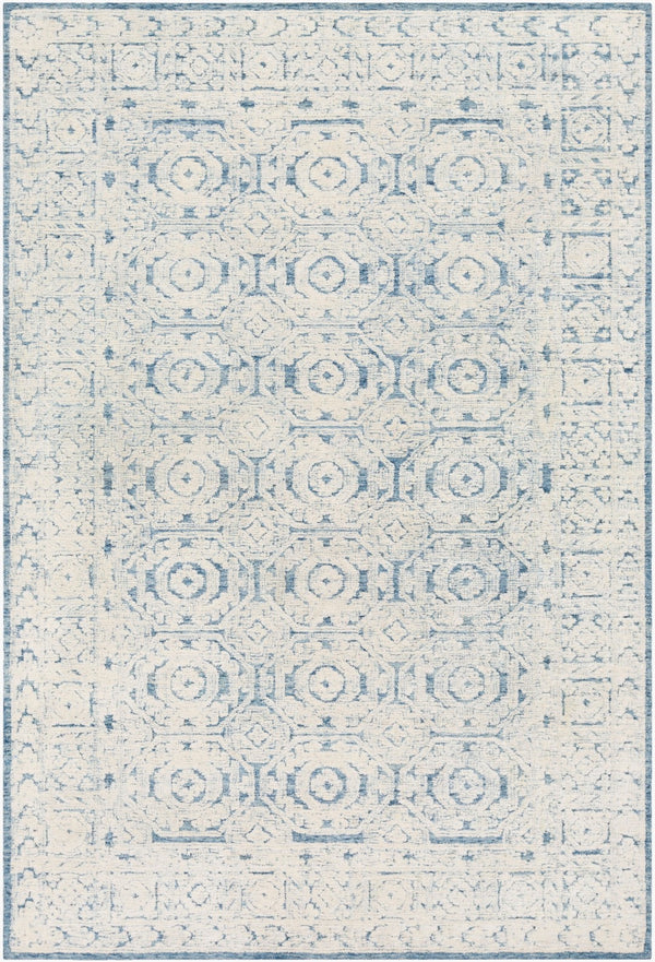 Surya Louvre 2' X 3' Handmade Wool Area Rug - Traditional Style, High/Low Texture, Easy Care, India Made Dark Blue Wool Lou2304-46