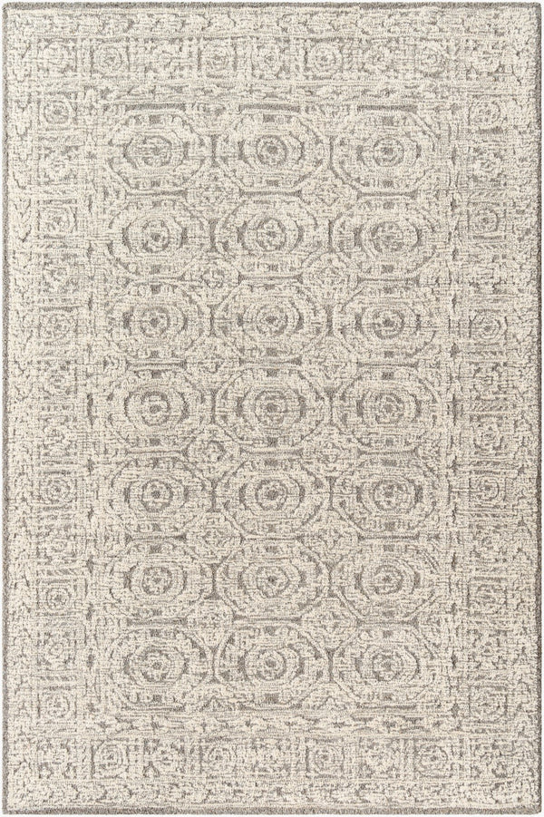 Surya Louvre 2' X 3' Handmade Wool Area Rug - Traditional Style, High/Low Texture, Easy Care, India Made Cream Wool Lou2309-23