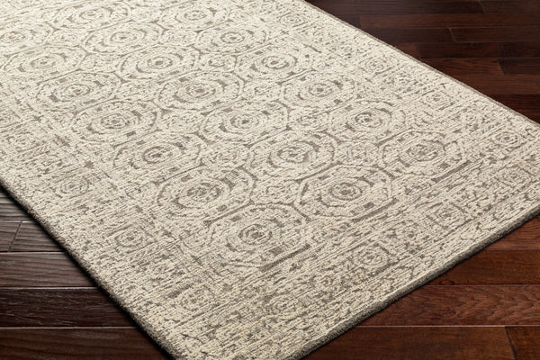 Surya Louvre 2' X 3' Handmade Wool Area Rug - Traditional Style, High/Low Texture, Easy Care, India Made Cream Wool Lou2309-23