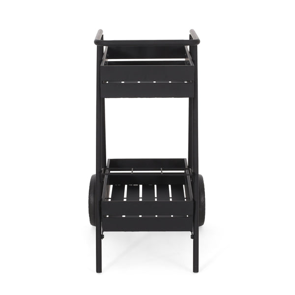 English Elm Christopher Knight Home® - REX Industrial Black Iron Bar Cart with Wheels, Wine Bottle Holders & Matte Powder-Coated Frame 71521.00BLK