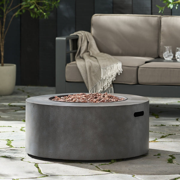 English Elm 32" Round Propane Fire Pit 40000 Btu Powder Coated Iron Outdoor Patio Centerpiece 67759.00CONRT-40K