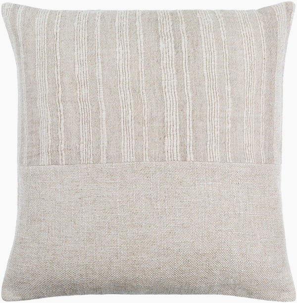 Surya Loomed Luxe Accent Pillow 18"L X 18"W - Luxurious Linen & Viscose, Hand-crafted Comfort For Your Space Beige Linen,Viscose,Viscose,Linen Lox001-1818