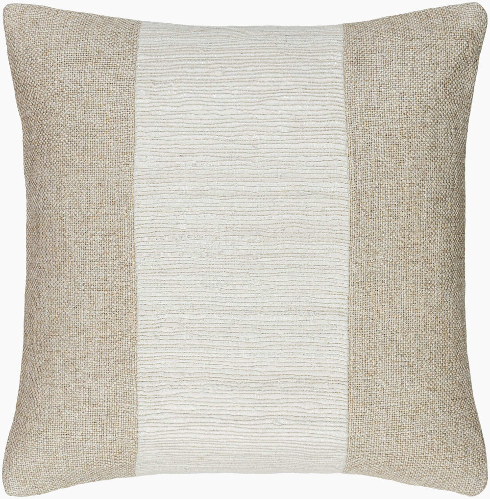 Surya Loomed Luxe Accent Pillow 18"L X 18"W - Luxurious Linen & Viscose, Hand-crafted Comfort For Your Space Beige Linen,Viscose,Viscose,Linen Lox002-2222d