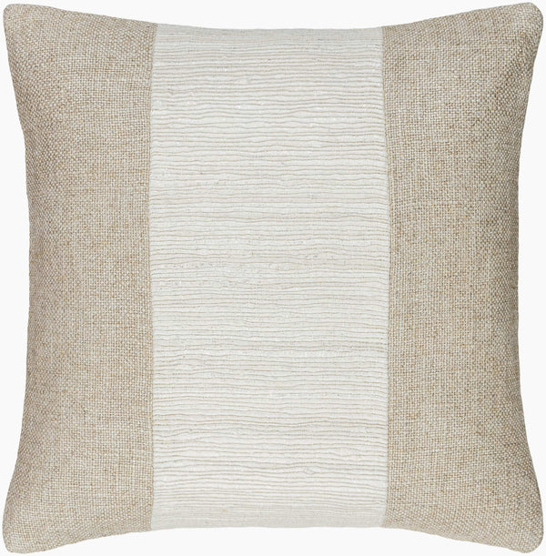 Surya Loomed Luxe Accent Pillow 18"L X 18"W - Luxurious Linen & Viscose, Hand-crafted Comfort For Your Space Beige Linen,Viscose,Viscose,Linen Lox002-2222d