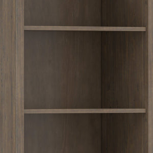 English Elm Ela Smoky Brown Bookcase with Shaker X Doors, Adjustable Shelves, Solid Wood Finish & Bronze Pulls B136P158601