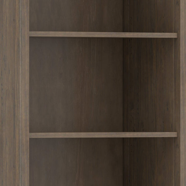 English Elm Ela Smoky Brown Bookcase with Shaker X Doors, Adjustable Shelves, Solid Wood Finish & Bronze Pulls B136P158601