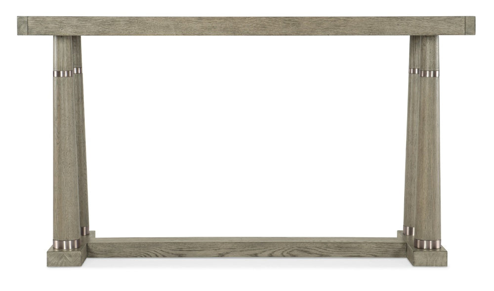 Hooker Furniture Linville Adjustable Norwood Friendship Table In Mink Oak Veneer With Antique Pewter Bands, Expandable 6150-75206-85