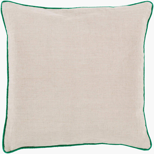 Surya Linen Piped Accent Pillow 18"X18" - Pure Linen, Modern Elegance For Effortless Home Decor Style Emerald Linen Lp002-2222