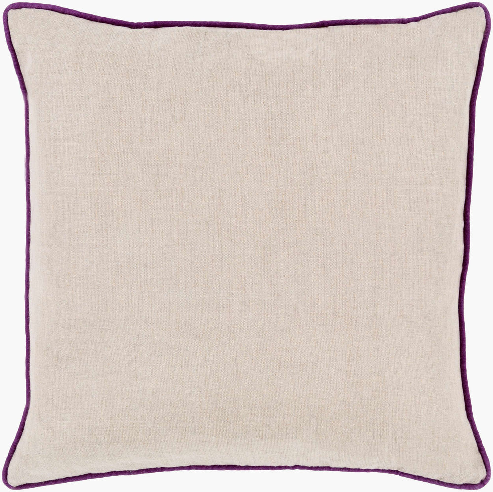 Surya Linen Piped Accent Pillow 18"X18" - Pure Linen, Modern Elegance For Effortless Home Decor Style Purple Linen Lp007-2020d