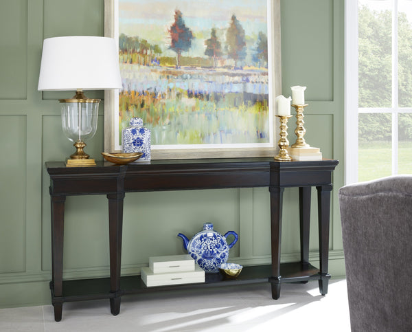 A.R.T. Furniture Revival Console Table In Napa Mahogany – Traditional Elegance With Beaded Trim & Lower Shelf Storage Brown Rubberwood Solids,Quarter Mahogany Veneer,Resin 328307-1730