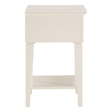 Homelegance By Top-Line Amos White Finish Beige Linen Drawer 1-Drawer Nightstand White Wood