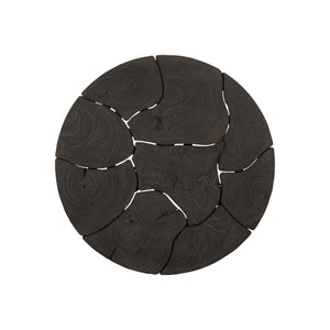 Bernhardt Bernhardt Lanita Round Sliced Teak Side Table With Sculptural Suar Wood Base, Truffle Finish, 24" 301124