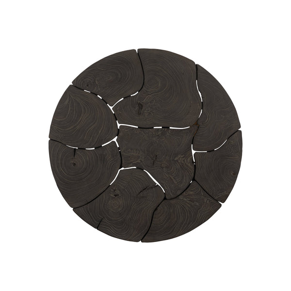 Bernhardt Bernhardt Lanita Round Sliced Teak Side Table With Sculptural Suar Wood Base, Truffle Finish, 24" 301124