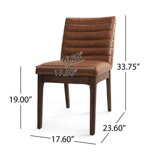 English Elm Upholstered Parsons Dining Chairs Set of 2 Channel Stitch Mid-century Walnut Frame 73471.00PUCOGN