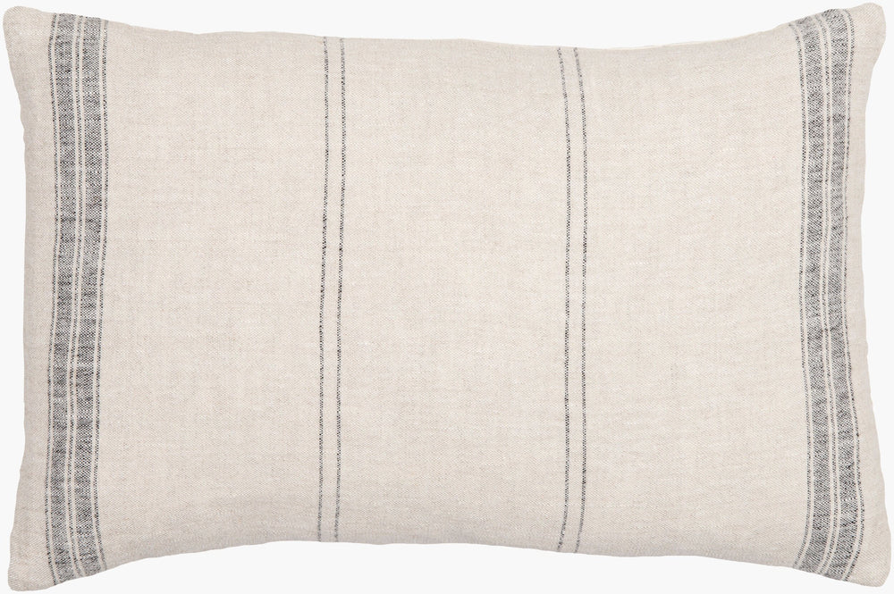 Surya Linen Stripe Vintage Lumbar Pillow Kit - 13"L X 20"W, Luxurious Linen Comfort For Cottage Decor Light Beige Linen,Linen Lpe001-1320