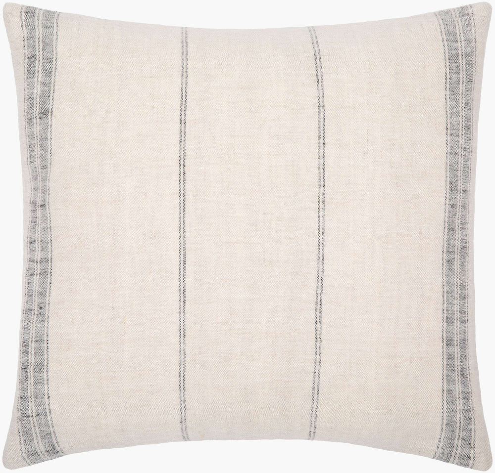 Surya Linen Stripe Vintage Lumbar Pillow Kit - 13"L X 20"W, Luxurious Linen Comfort For Cottage Decor Light Beige Linen,Linen Lpe001-1320
