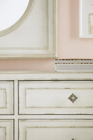 Hooker Furniture Sanctuary Anastasie Dresser Blanc Finish With Jewelry Hardware, Cedar & Felt‑Lined Drawers, 9‑Drawer Elegance 5865-90203-02