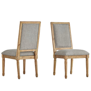 Homelegance By Top-Line Mayer Rectangular Linen and Wood Dining Chairs (Set of 2) Grey Rubberwood