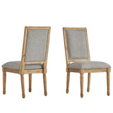 Mayer Rectangular Linen and Wood Dining Chairs (Set of 2)