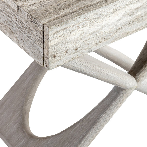 Bernhardt Bernhardt Sereno Nightstand With Silver Travertine Drawer, X-Oak Base, Soft-Close & Usb Charging 329216