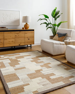 Livabliss La Puna Handtufted Wool Accent Rug Artisan Crafted for Entryways and Bedside Decor Tan, Brown 5' x 7'6" LPN2304-576
