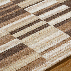 La Puna LPN-2307 9' x 12' Handmade Rug LPN2307-912  Prairie Dust, Khaki, Ash, Walnut, Eggplant, Pearl Surya