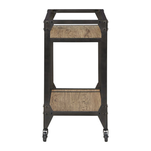 Homelegance By Top-Line Moira Grey Metal and Wood Bar Cart Black Engineered Wood