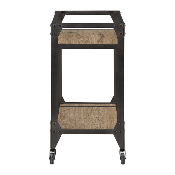 Homelegance By Top-Line Moira Grey Metal and Wood Bar Cart Black Engineered Wood