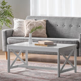 Christopher Knight Home® - Noble House - Nester Indoor Farmhouse White Finished Acacia Wood Coffee Table