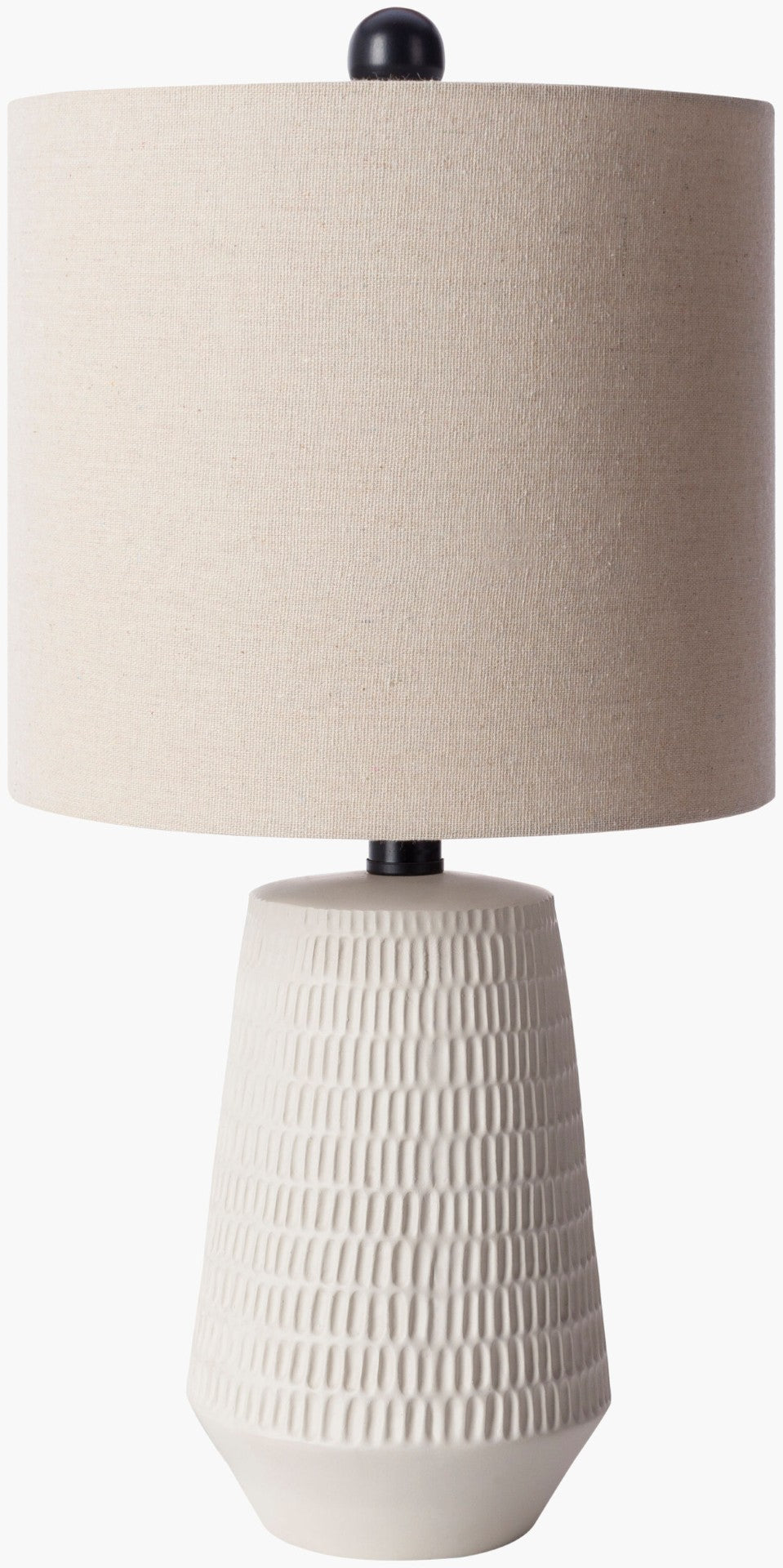 Livabliss Leipzig Faux Stone Resin Table Lamp with Linen Shade for Farmhouse Interiors LPZ-001