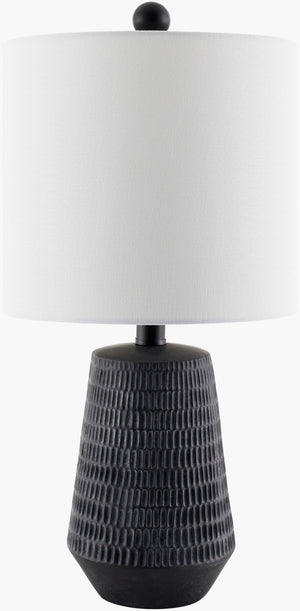 Livabliss Leipzig Textured Resin Table Lamp with Linen Shade for Farmhouse Bedside Decor LPZ-006