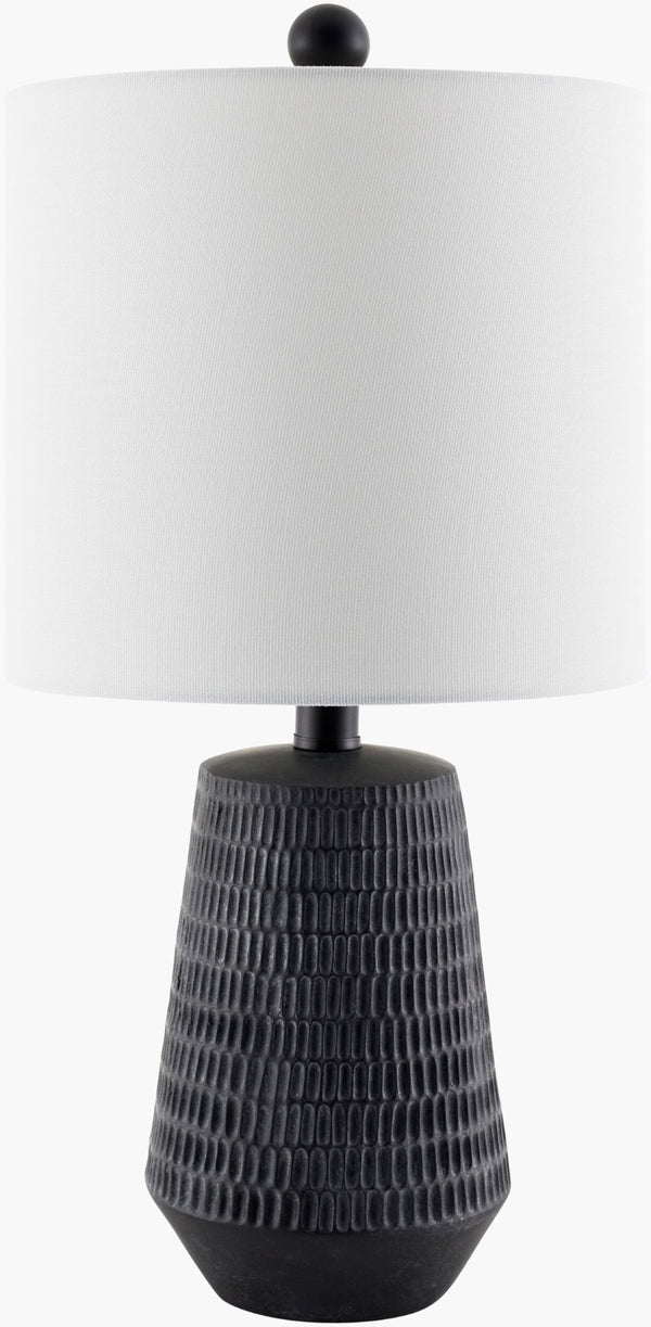 Livabliss Leipzig Textured Resin Table Lamp with Linen Shade for Farmhouse Bedside Decor LPZ-006