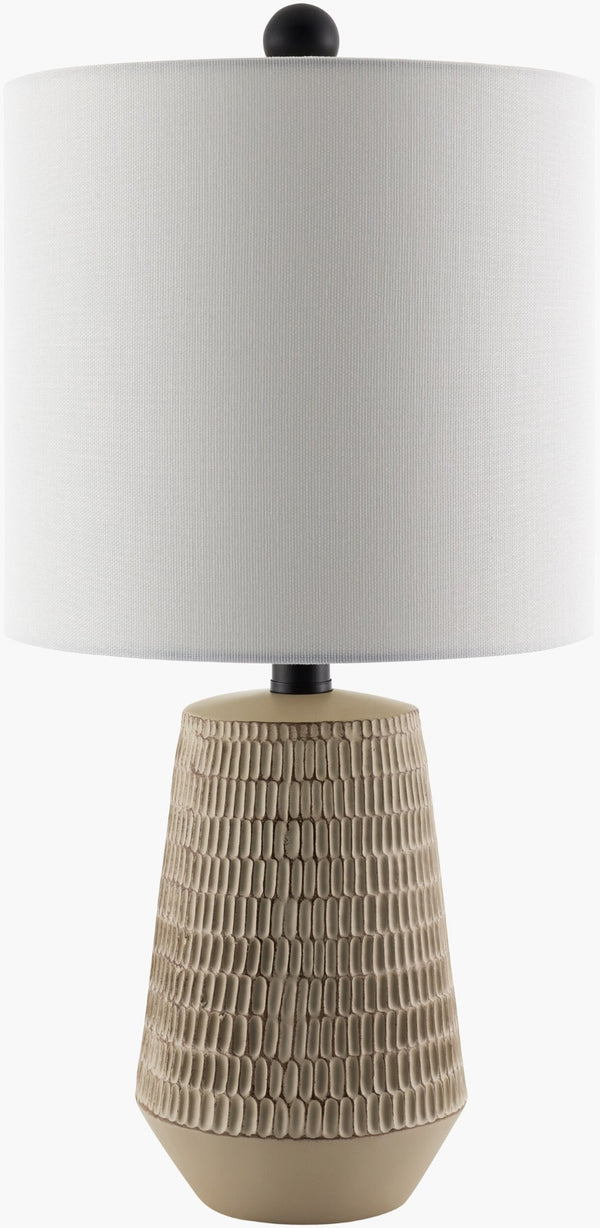 Livabliss Leipzig Rustic Resin Table Lamp with Linen Shade for Bedside or Reading Nook LPZ-007