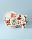 Lenox Butterfly Meadow 18-Piece Holiday Dinnerware Set Red & Green, WHITE PORCELAIN 880091