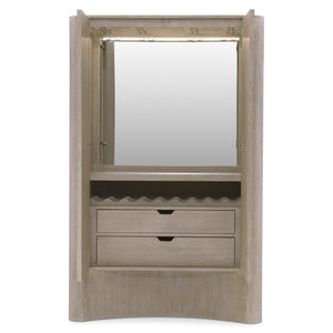 Bernhardt Bernhardt Loggia Bar Cabinet With Aria Wire-Brushed Oak, Fluted Doors, Mirrored Back & Lighting 345845