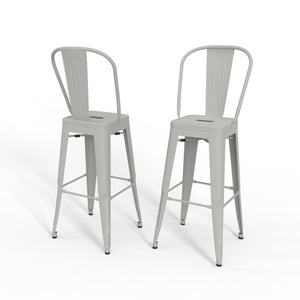 English Elm Fletcher - Set Of 2 Modern White Metal Bar Stools With Ergonomic Design, Perfect For Any Space B136P158663