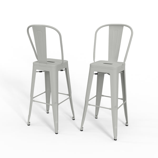 English Elm Fletcher - Set Of 2 Modern White Metal Bar Stools With Ergonomic Design, Perfect For Any Space B136P158663