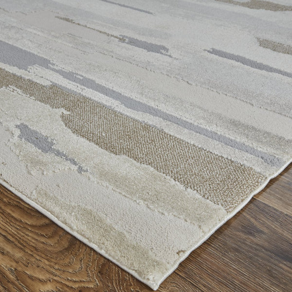 Feizy Rugs Vancouver Abstract Distressed Area Rug - Durable Polypropylene Blend For Contemporary Living Spaces Ivory,Tan,Brown Polypropylene,Polyester Vnr39fefivy000f00